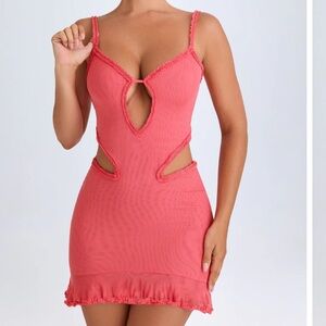 Oh Polly | Dresses | Oh Polly Jovelyn Ruffleappliqu Cutout Mini Dress In  Coral Sz Medium | Poshmark